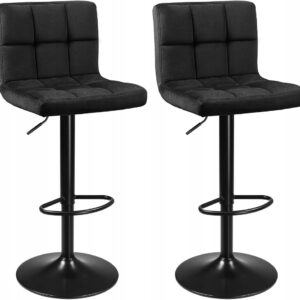 HOKER KRESŁO BAROWE OBROTOWE KUCHENNY DO SALONU REGULOWANY CZARNY PIKOWANY