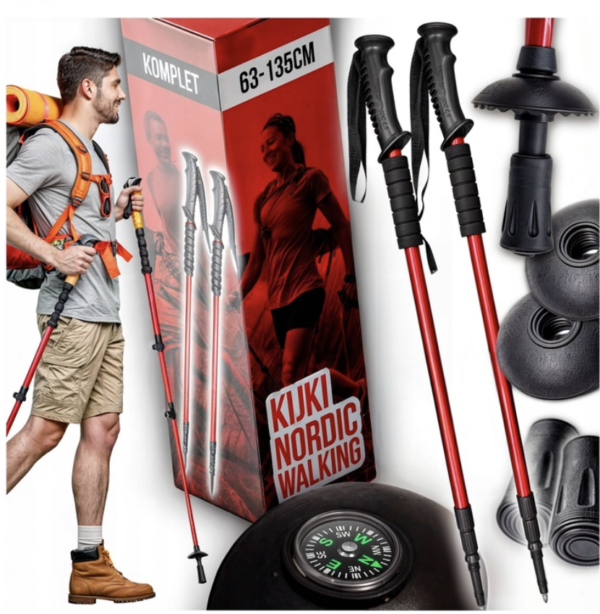 KIJKI DO NORDIC WALKING KIJE DO CHODZENIA PO GRÓRACH REGULOWANE TREKKINGOWE